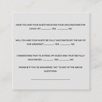 Editable Vaccination Requirement to Attend Wedding Enclosure Card