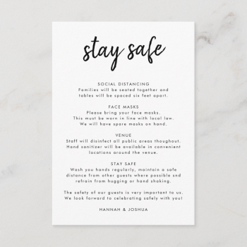 Safety Measures | Covid-19 Modern Script Wedding Enclosure Card