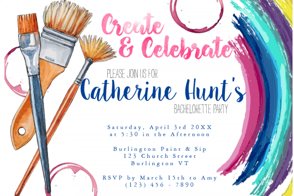 Create and Celebrate Paint and Sip Party Invite