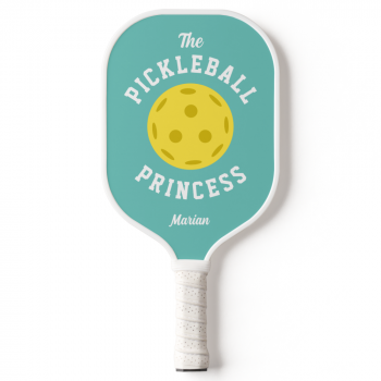 The Pickleball Princess Cute Fun Type Aqua Yellow Pickleball Paddle